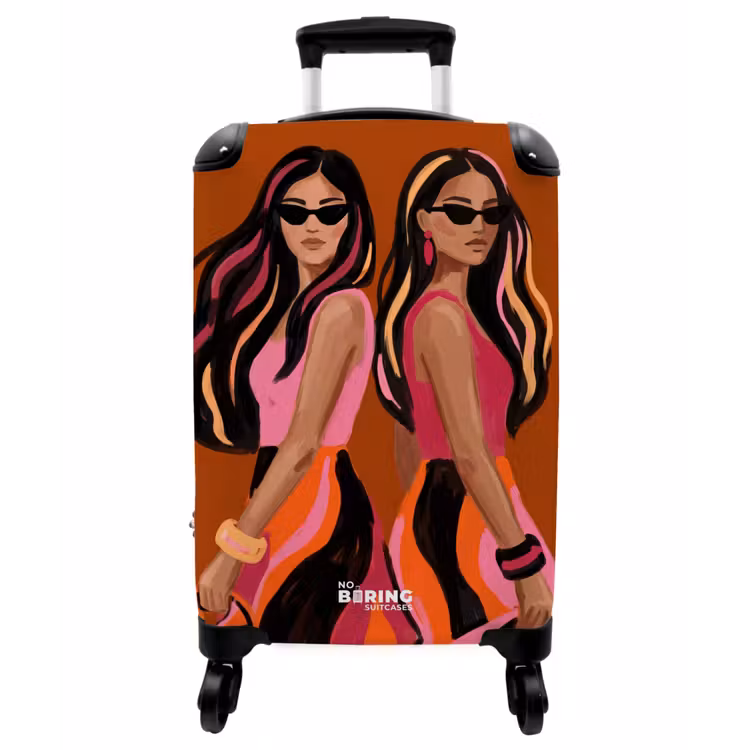Koffer - Menschen – Duo – Mode – Illustration – Farbenfroh - Mensen - Duo - Mode - Illustratie - Kleurrijk NBS - Handbagage koffer - Vrouwen middel