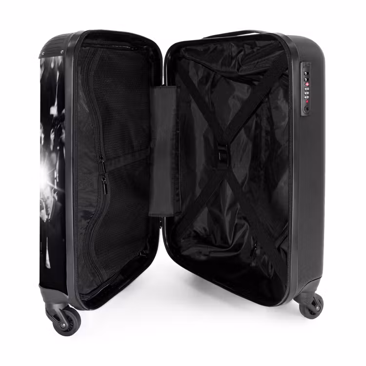 Koffer - Menschen – Kamera – Blitzlicht – Schwarz-Weiß – Medien - Mensen - Camera - Flitslicht - Zwart-wit - Media NBS - Handbagage koffer - Volwassenen Unisex middel