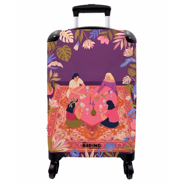 Koffer - Menschen – Kartenspiel – Innenraum – Modern – Farbenfroh - Mensen - Kaartspel - Interieur - Modern - Kleurrijk NBS - Handbagage koffer - Vrouwen middel