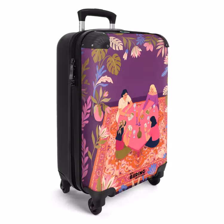 Koffer - Menschen – Kartenspiel – Innenraum – Modern – Farbenfroh - Mensen - Kaartspel - Interieur - Modern - Kleurrijk NBS - Handbagage koffer - Vrouwen middel