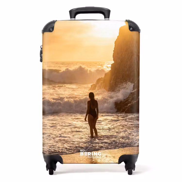 Koffer - Menschen – Ozean – Sonnenuntergang – Küste – Gold - Mensen - Oceaan - Zonsondergang - Kust - Goud NBS - Handbagage koffer - Volwassenen Unisex middel