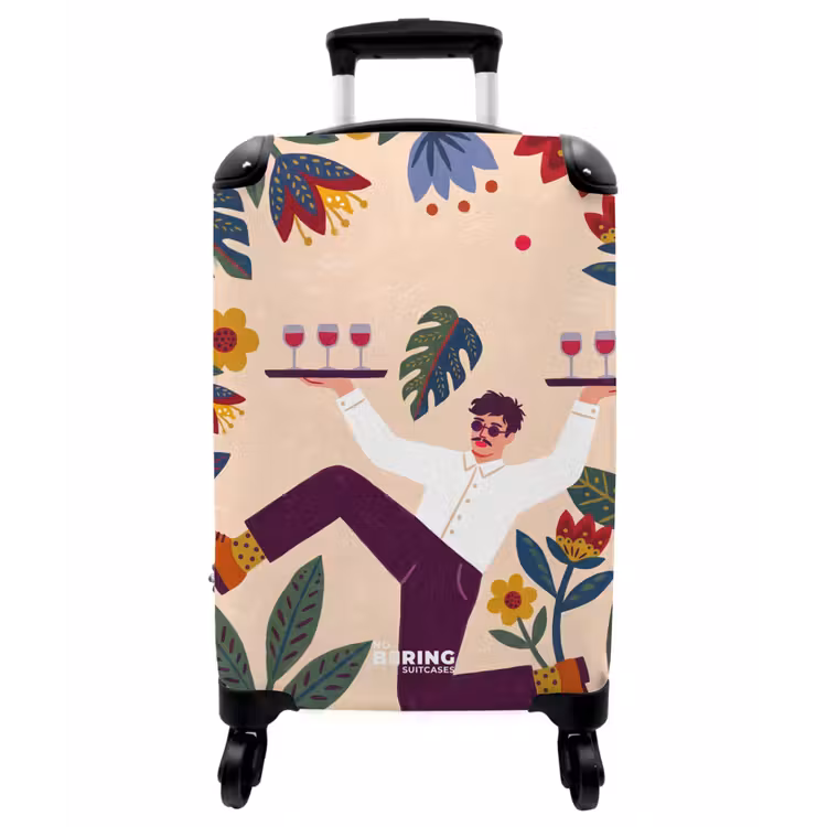 Koffer - Menschen – Tablett – Essen – Modern – Bunt - Mensen - Dienblad - Eten - Modern - Kleurrijk NBS - Handbagage koffer - Vrouwen middel