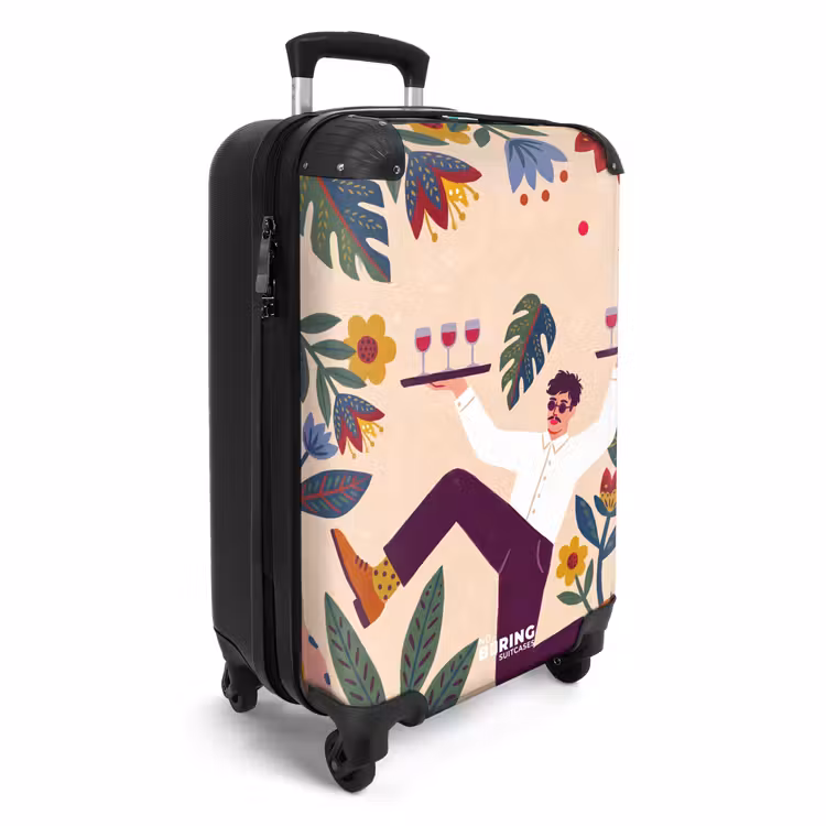 Koffer - Menschen – Tablett – Essen – Modern – Bunt - Mensen - Dienblad - Eten - Modern - Kleurrijk NBS - Handbagage koffer - Vrouwen middel