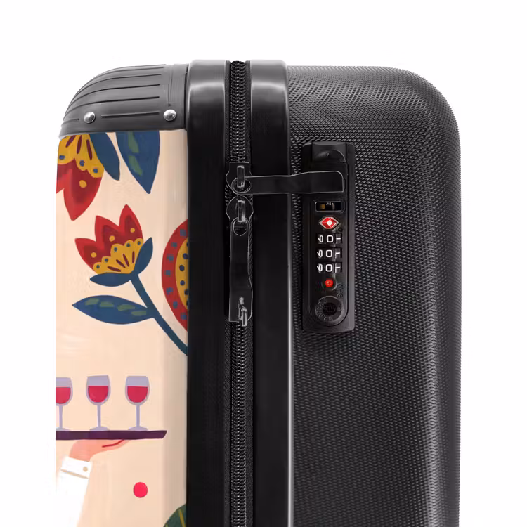 Koffer - Menschen – Tablett – Essen – Modern – Bunt - Mensen - Dienblad - Eten - Modern - Kleurrijk NBS - Handbagage koffer - Vrouwen middel