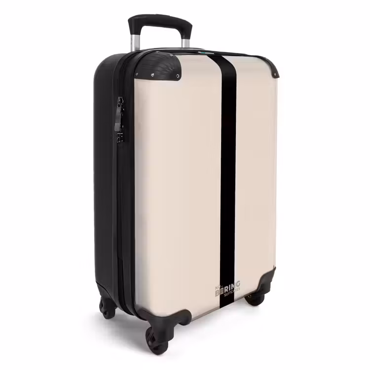 Minimal - Beige met zwarte streep NBS - Handbagage koffer - Unisex middel -productfoto_3d