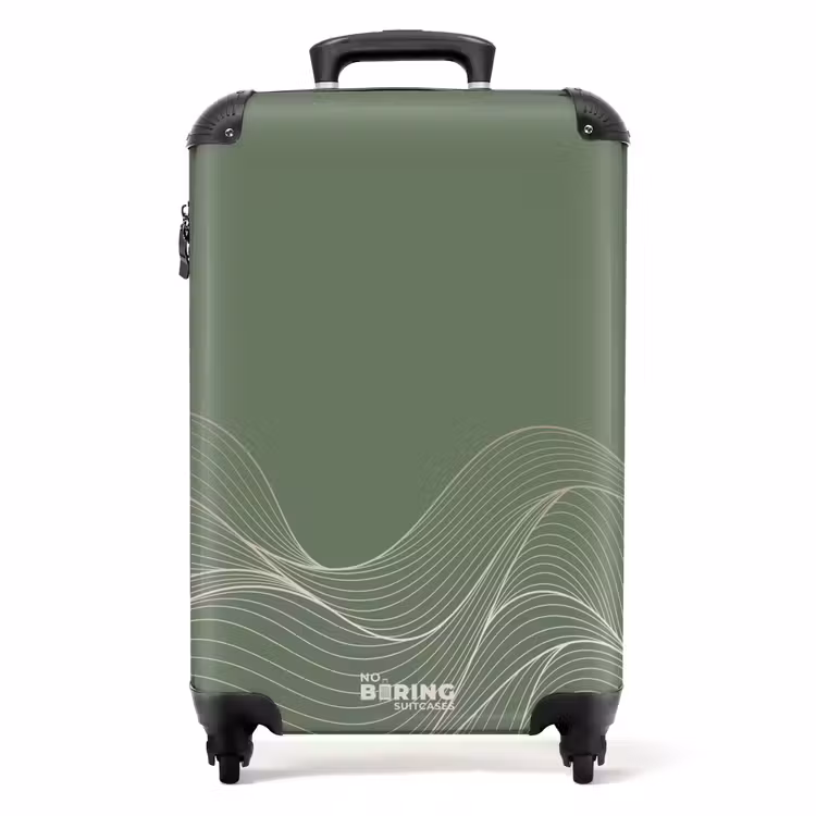 Minimal - Grijsgroen met golven NBS - Handbagage koffer - Unisex middel -productfoto_recht