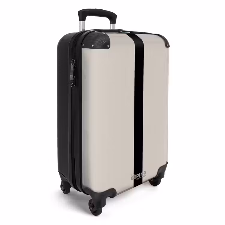 Minimal - Licht beige met zwarte streep NBS - Handbagage koffer - Unisex middel -productfoto_3d