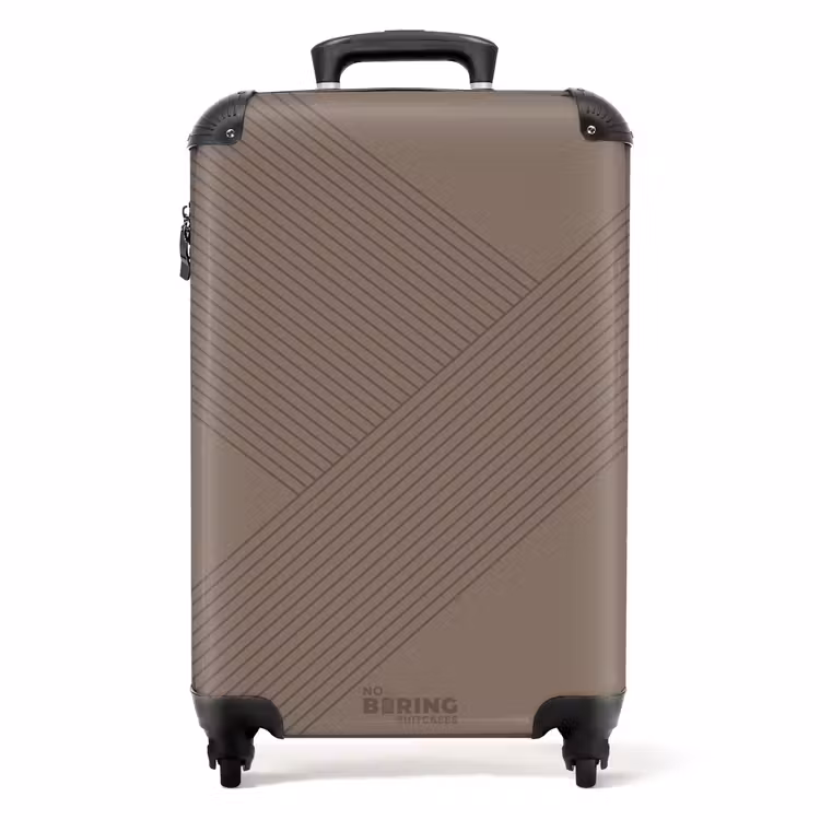 Minimal - Kruisende lijnen op taupe NBS - Handbagage koffer - Unisex middel -productfoto_recht