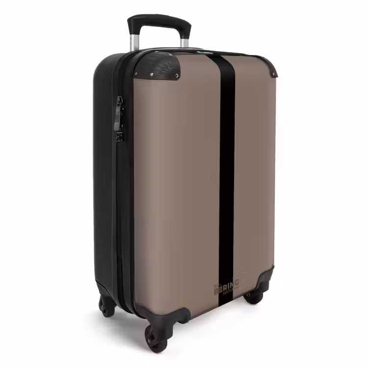 Minimal - Taupe met zwarte streep NBS - Handbagage koffer - Unisex middel -productfoto_3d