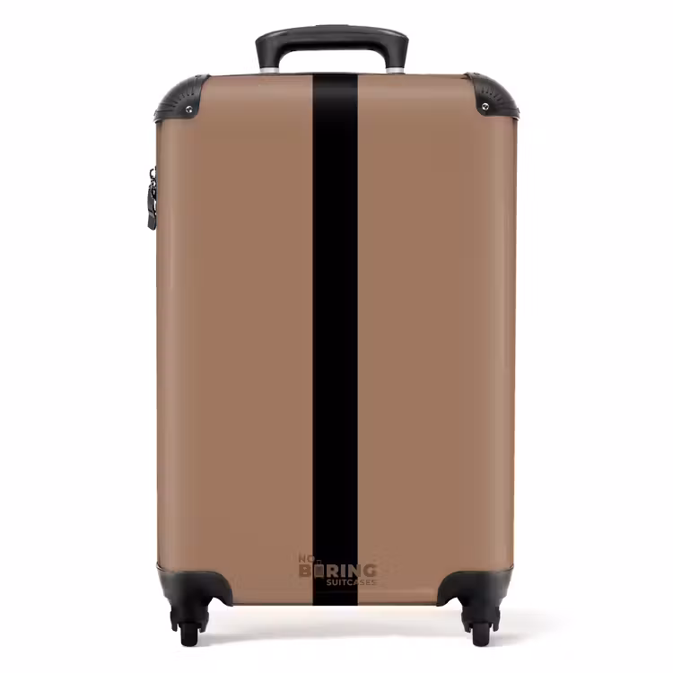 Minimal - Warm bruin met zwarte streep NBS - Handbagage koffer - Unisex middel -productfoto_recht