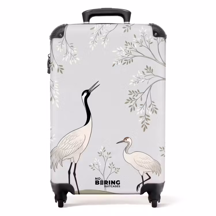 Koffer - Minimalistisch – Kraniche – Blau - Minimalistisch - Kraanvogels - Blauw NBS - Handbagage koffer - Volwassenen Unisex middel