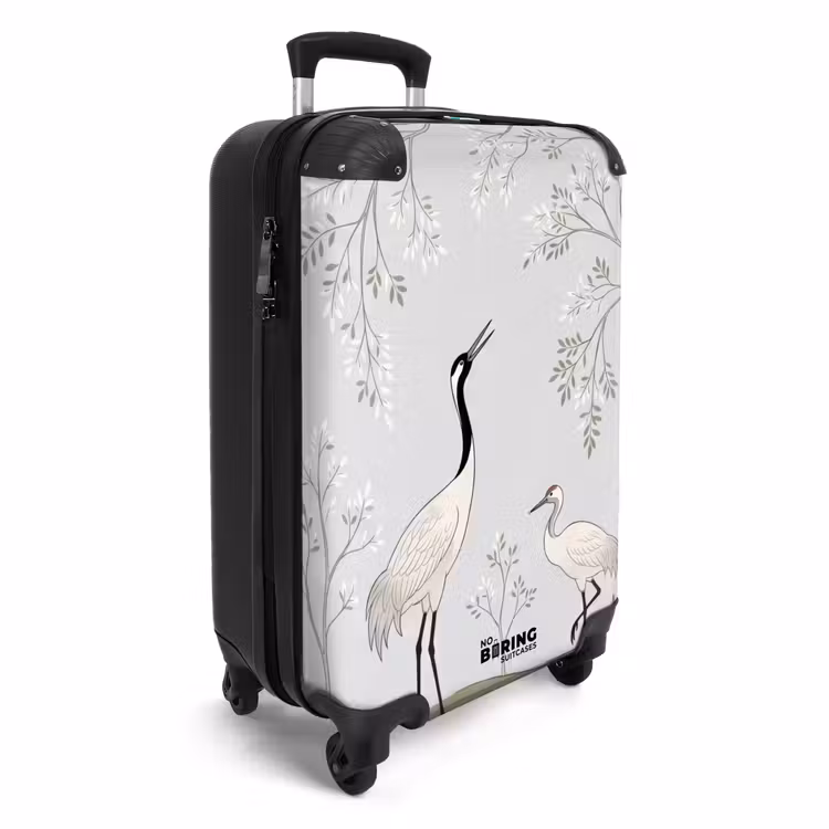 Koffer - Minimalistisch – Kraniche – Blau - Minimalistisch - Kraanvogels - Blauw NBS - Handbagage koffer - Volwassenen Unisex middel