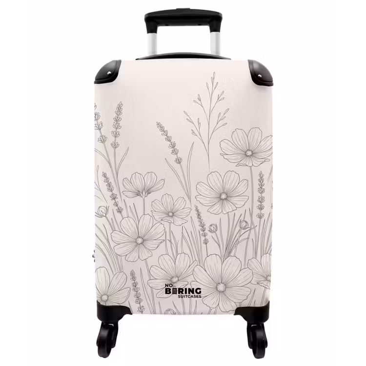 Koffer - Minimalistisch – Modern – Blumen – Beige - Minimalistisch - Modern - Bloemen - Beige NBS - Handbagage koffer - Vrouwen middel