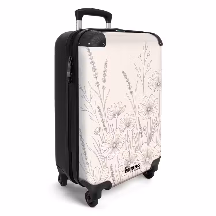 Koffer - Minimalistisch – Modern – Blumen – Beige - Minimalistisch - Modern - Bloemen - Beige NBS - Handbagage koffer - Vrouwen middel