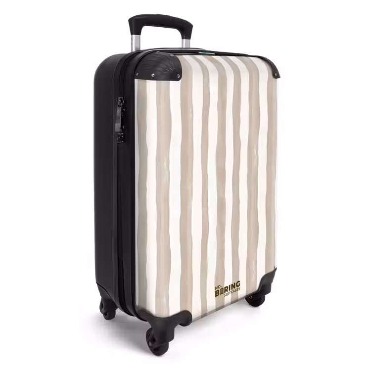 Minimalistisch - Strepen - Beige NBS - Handbagage koffer - Volwassenen Unisex middel -productfoto_3d
