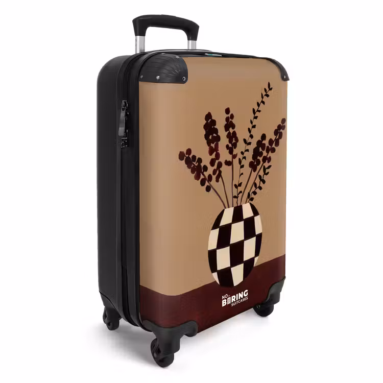Minimalistisch - Vaas - Bloemen - Bruin NBS - Handbagage koffer - Volwassenen Unisex middel -productfoto_3d