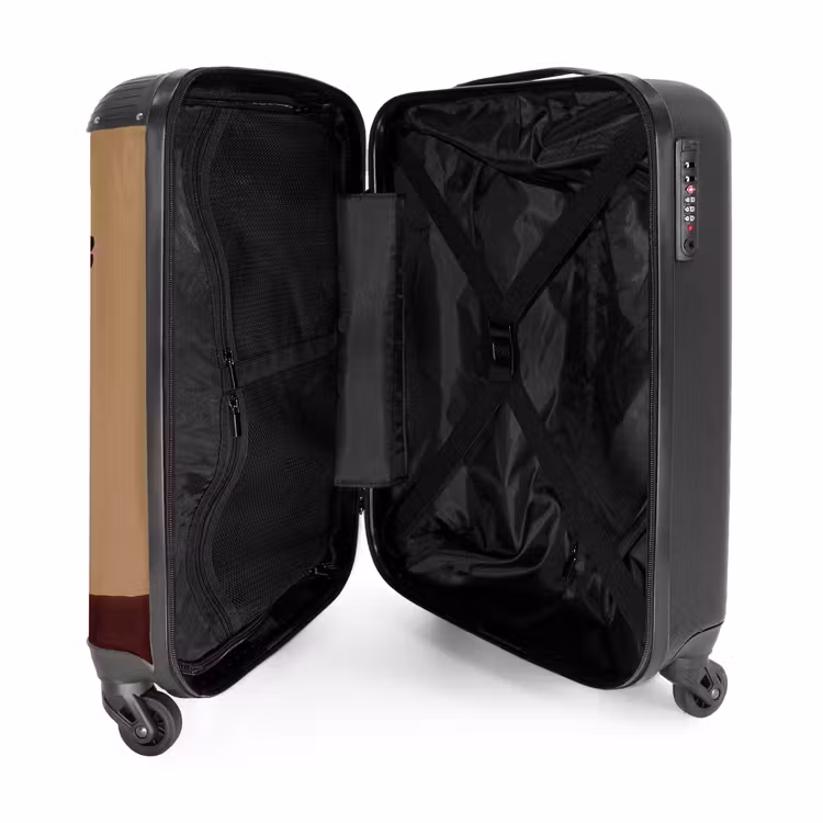 Minimalistisch - Vaas - Bloemen - Bruin NBS - Handbagage koffer - Volwassenen Unisex middel -binnenkant