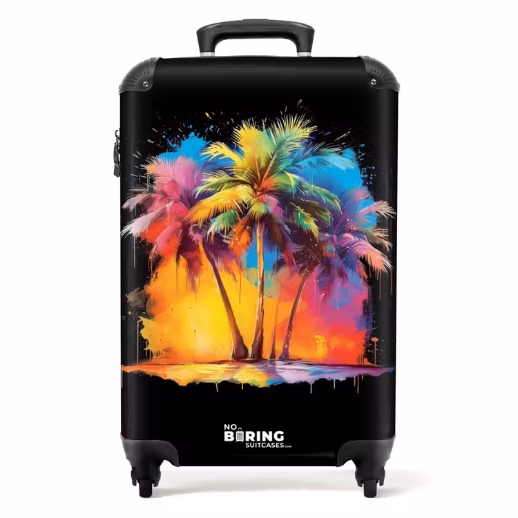 Palmbomen Besmeurd met Verf NBS - Handbagage koffer - Unisex middel -productfoto_recht