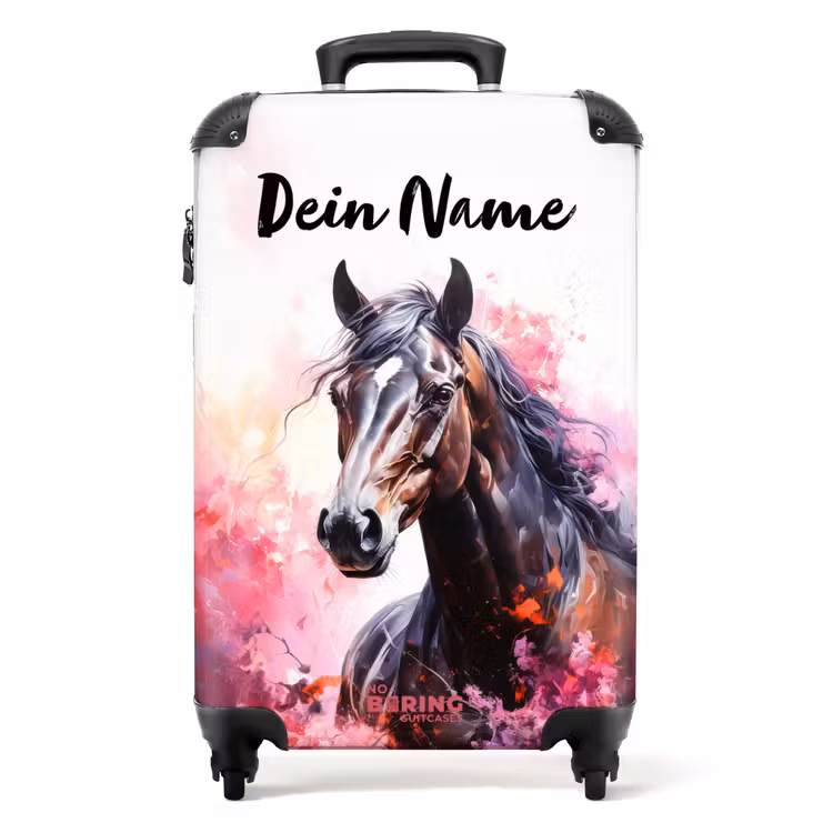 Aquarel paard in kleurexplosie NBS - Handbagage koffer - Kinderen Unisex middel -productfoto_recht