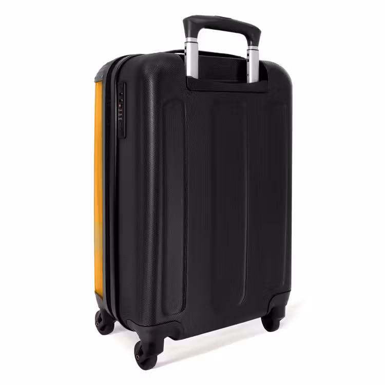 Bruine auto met gele vlammen NBS - Handbagage koffer - Kinderen Unisex middel -achterkant
