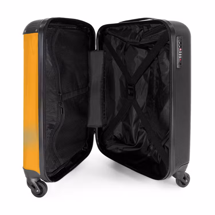 Bruine auto met gele vlammen NBS - Handbagage koffer - Kinderen Unisex middel -binnenkant