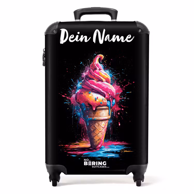 Ijshoorntje met Blauwe en Roze Verf NBS - Handbagage koffer - Kinderen Unisex middel -productfoto_recht