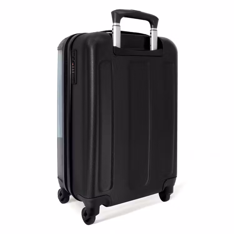 Brandweerauto blauwe achtergrond NBS - Handbagage koffer - Kinderen Unisex middel -achterkant