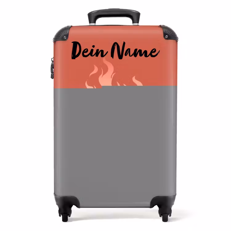Grijze auto met roze vlammen NBS - Handbagage koffer - Kinderen Unisex middel -productfoto_recht