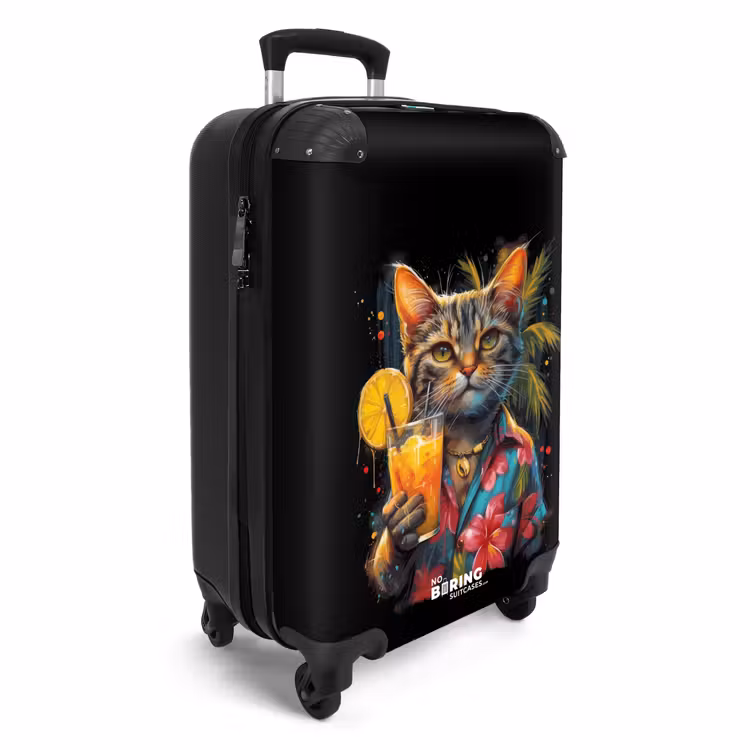 Kat in Tropische Street Art Stijl NBS - Handbagage koffer - Kinderen Unisex middel -productfoto_3d