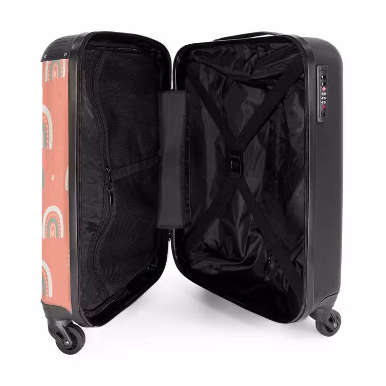 Koraal kleurenbogen NBS - Handbagage koffer - Kinderen Unisex middel -binnenkant