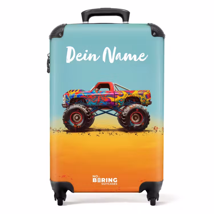 Monstertruck met Graffiti Print in het Zand NBS - Handbagage koffer - Kinderen Unisex middel -productfoto_recht