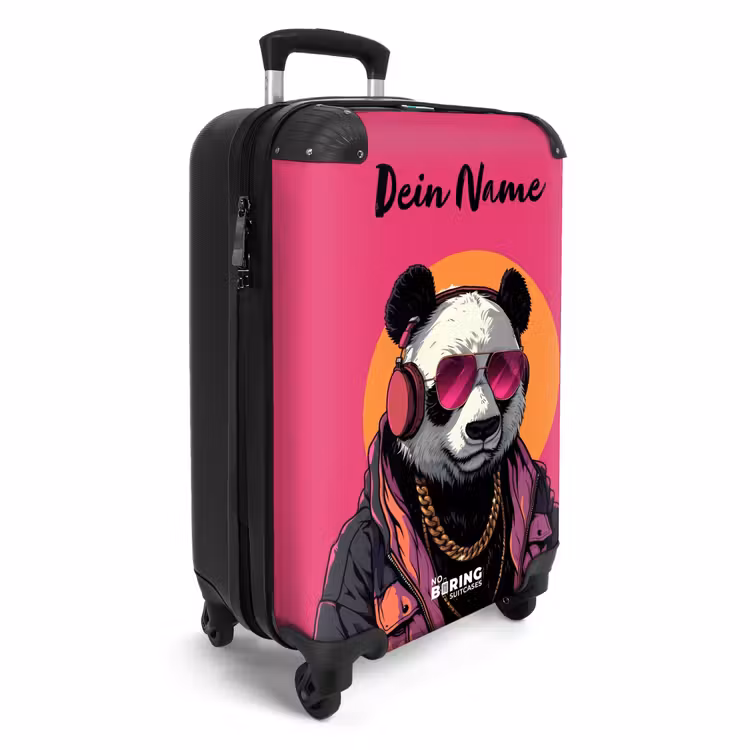 Panda met Koptelefoon, Zonnebril en Gouden Ketting NBS - Handbagage koffer - Kinderen Unisex middel -productfoto_3d