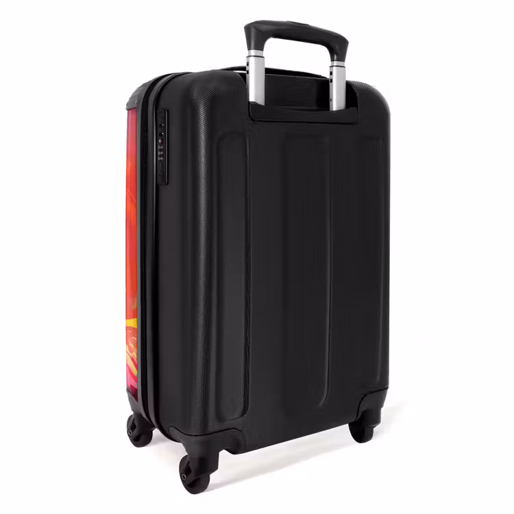 Roze Monstertruck Vliegt over het Asfalt NBS - Handbagage koffer - Kinderen Unisex middel -achterkant