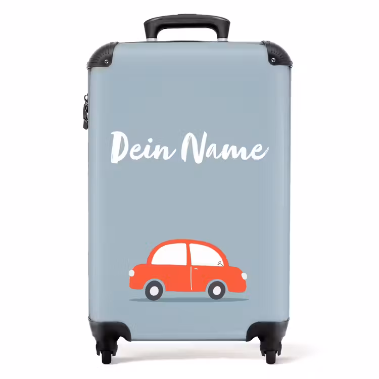Rode auto blauwe achtergrond NBS - Handbagage koffer - Kinderen Unisex middel -productfoto_recht