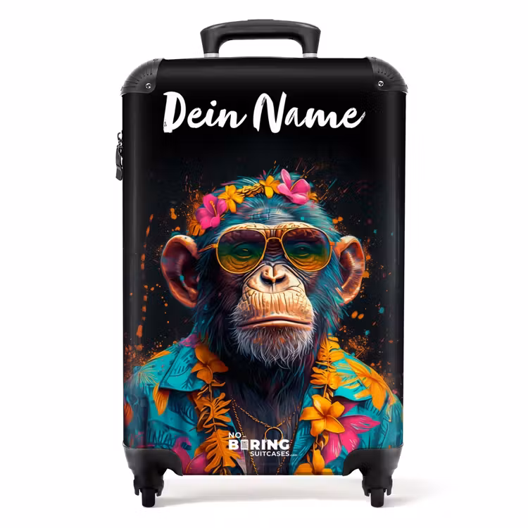Chimpansee met Hawaii Blouse NBS - Handbagage koffer - Kinderen Unisex middel -productfoto_recht