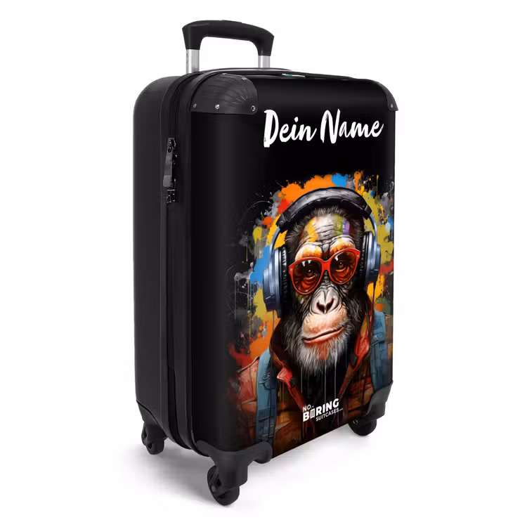 Chimpansee met Koptelefoon en Graffiti-Spray NBS - Handbagage koffer - Kinderen Unisex middel -productfoto_3d