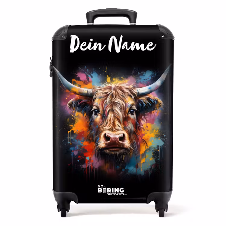 Schotse Hooglander als Graffiti Art NBS - Handbagage koffer - Kinderen Unisex middel -productfoto_recht