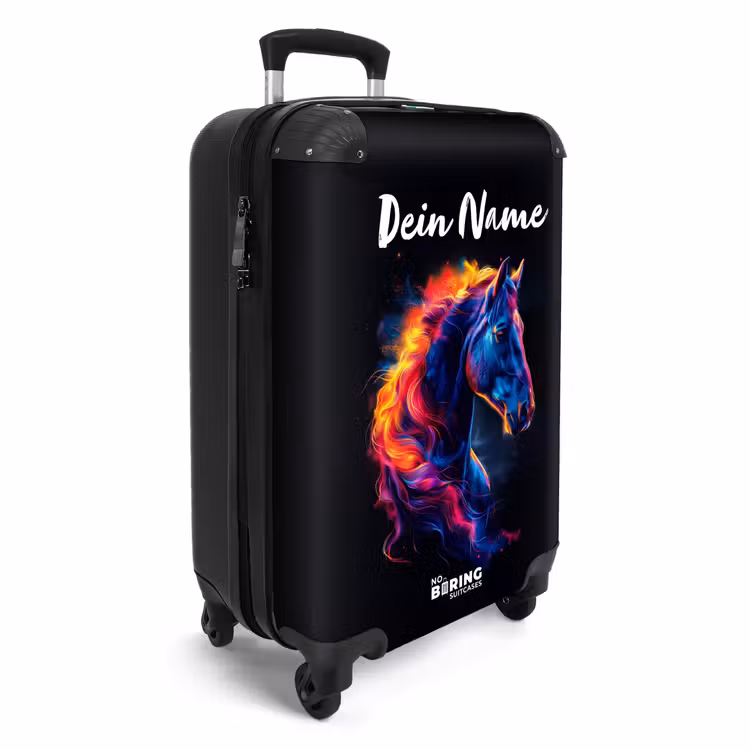 Zijaanzicht van een paard met vurige manen NBS - Handbagage koffer - Kinderen Unisex middel -productfoto_3d