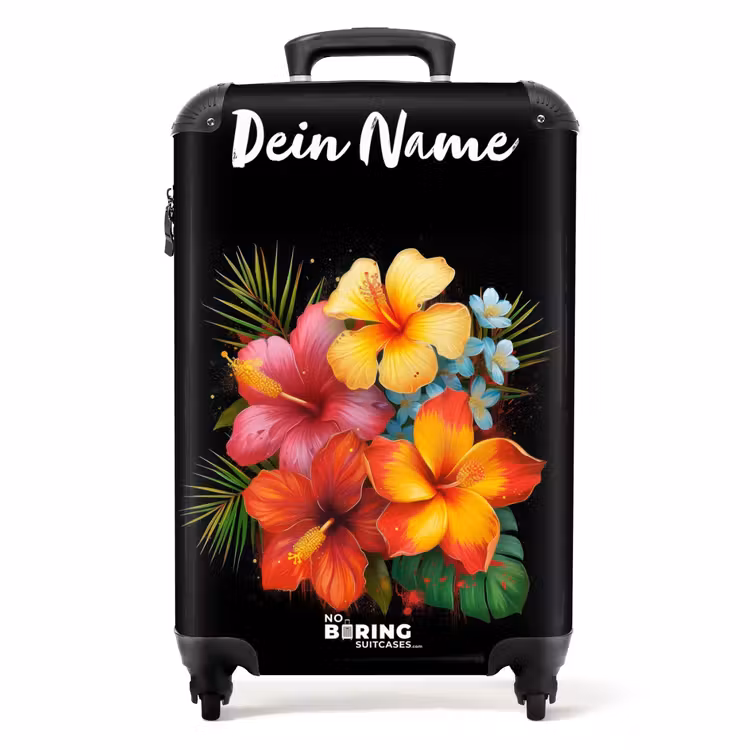 Tropische Bloemen in Street Art Stijl NBS - Handbagage koffer - Kinderen Unisex middel -productfoto_recht