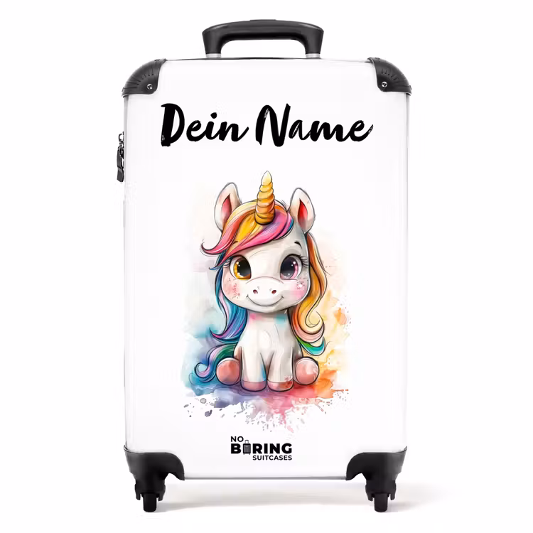 Witte Eemhoorn met Kleurrijke Manen en Verfspatten NBS - Handbagage koffer - Kinderen Unisex middel -productfoto_recht