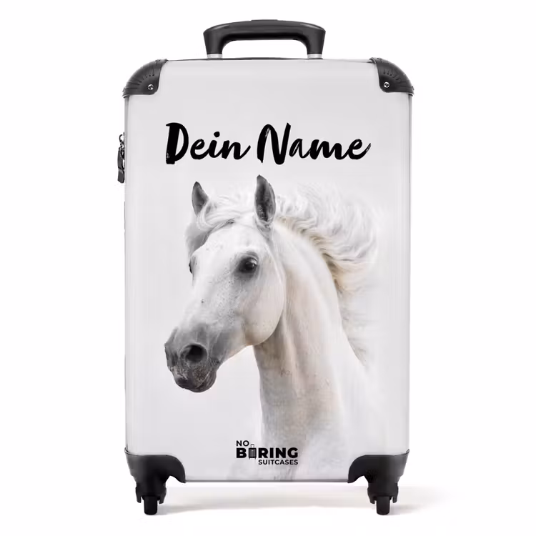 Wit paard met wapperende manen NBS - Handbagage koffer - Kinderen Unisex middel -productfoto_recht