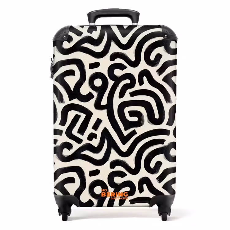 Modern - Abstract - Zwart NBS - Handbagage koffer - Volwassenen Unisex middel -productfoto_recht