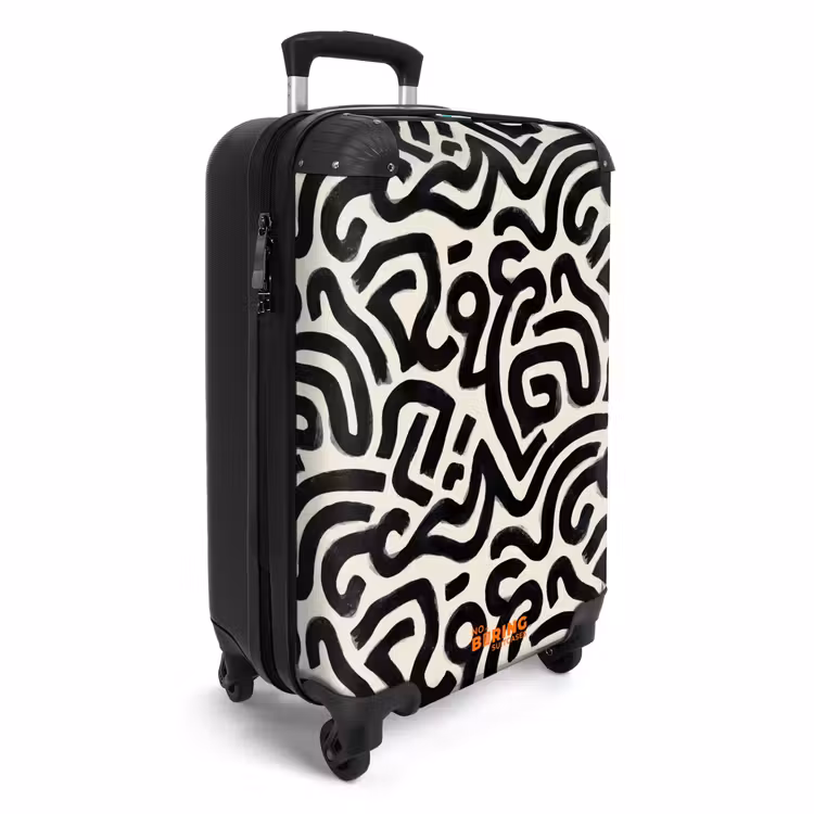 Modern - Abstract - Zwart NBS - Handbagage koffer - Volwassenen Unisex middel -productfoto_3d