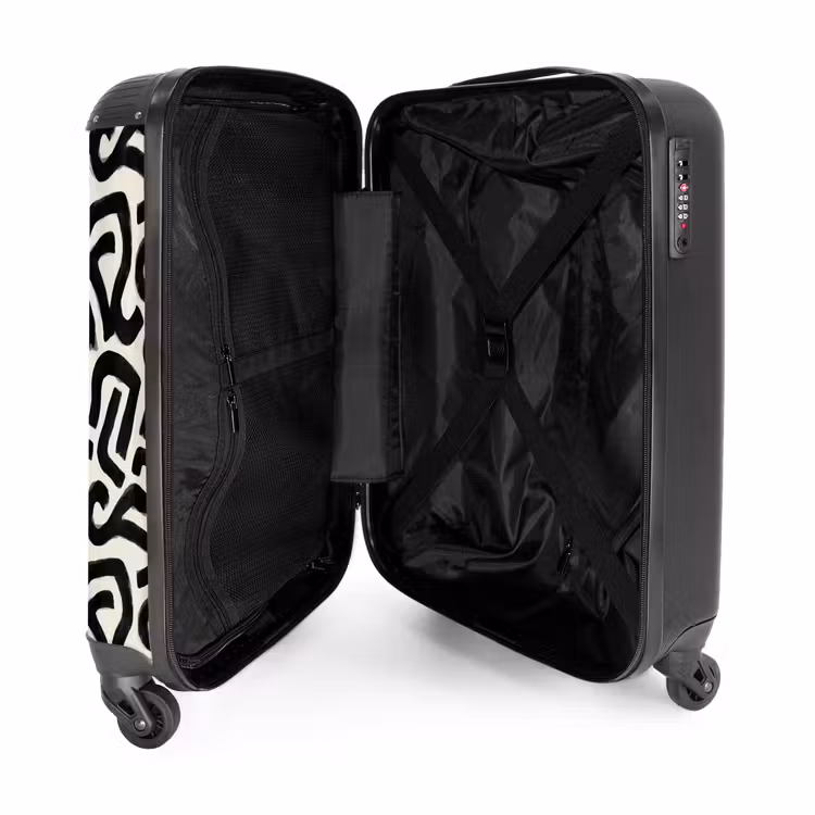 Modern - Abstract - Zwart NBS - Handbagage koffer - Volwassenen Unisex middel -binnenkant