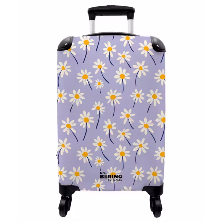 Koffer - Modern – Gänseblümchen – Lila - Modern - Madelief - Paars NBS - Handbagage koffer - Vrouwen middel