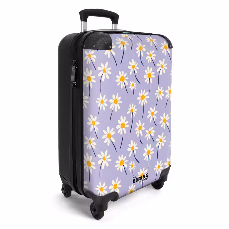 Koffer - Modern – Gänseblümchen – Lila - Modern - Madelief - Paars NBS - Handbagage koffer - Vrouwen middel