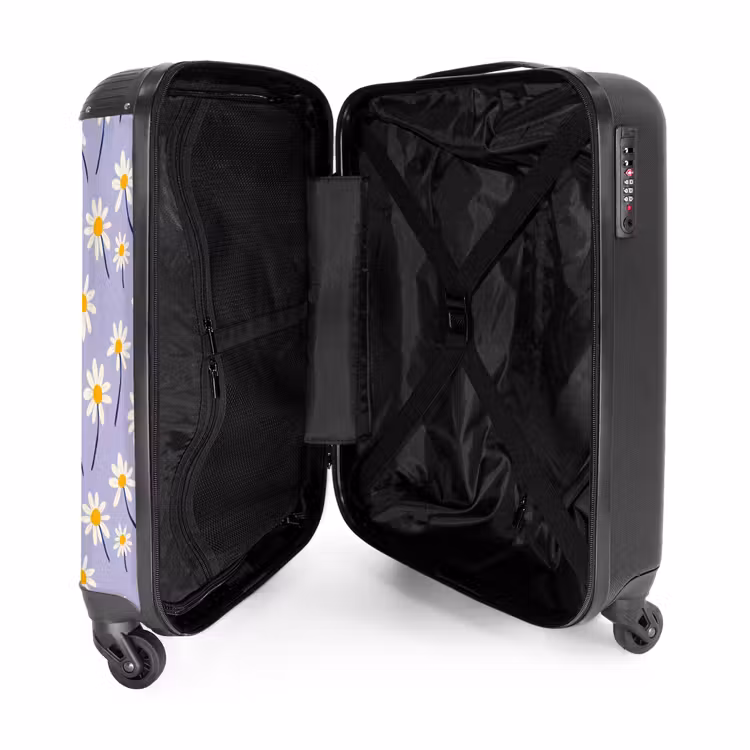 Koffer - Modern – Gänseblümchen – Lila - Modern - Madelief - Paars NBS - Handbagage koffer - Vrouwen middel
