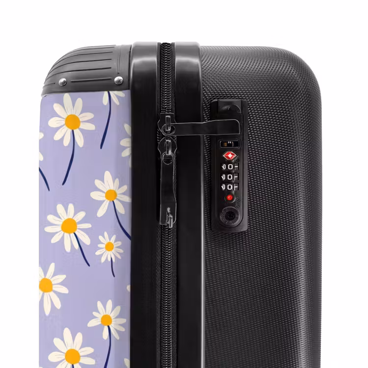 Koffer - Modern – Gänseblümchen – Lila - Modern - Madelief - Paars NBS - Handbagage koffer - Vrouwen middel