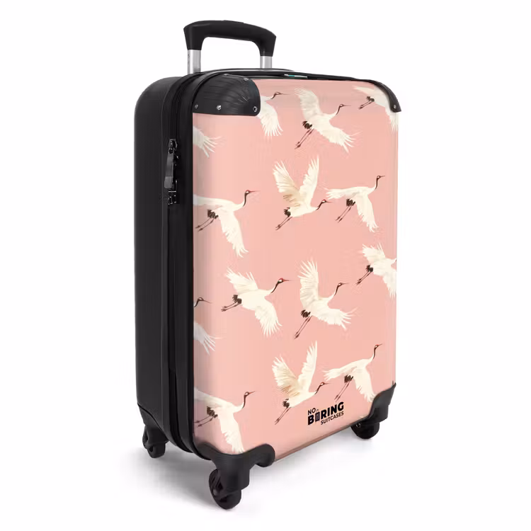 Modern - Kraanvogels - Roze NBS - Handbagage koffer - Volwassenen Unisex middel -productfoto_3d