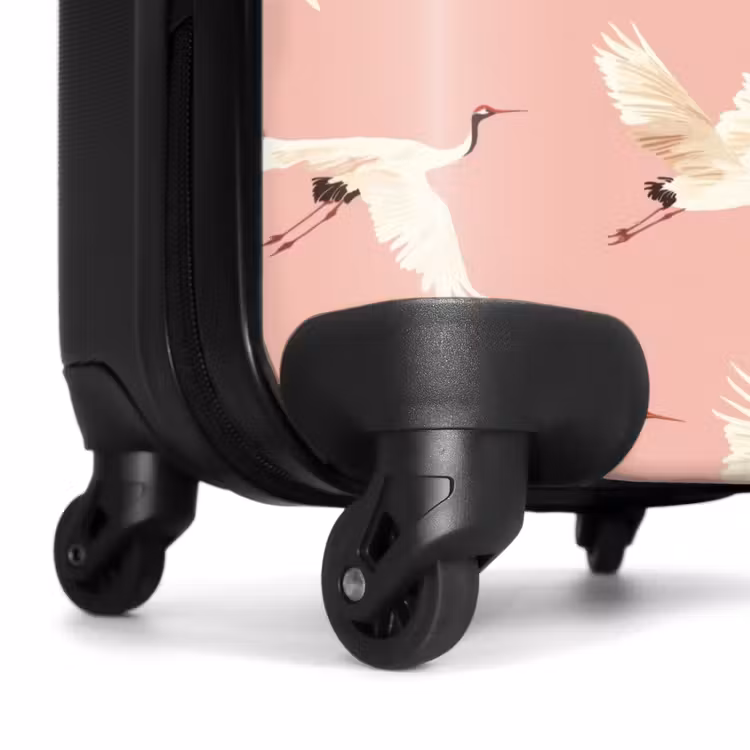 Modern - Kraanvogels - Roze NBS - Handbagage koffer - Volwassenen Unisex middel -wiel